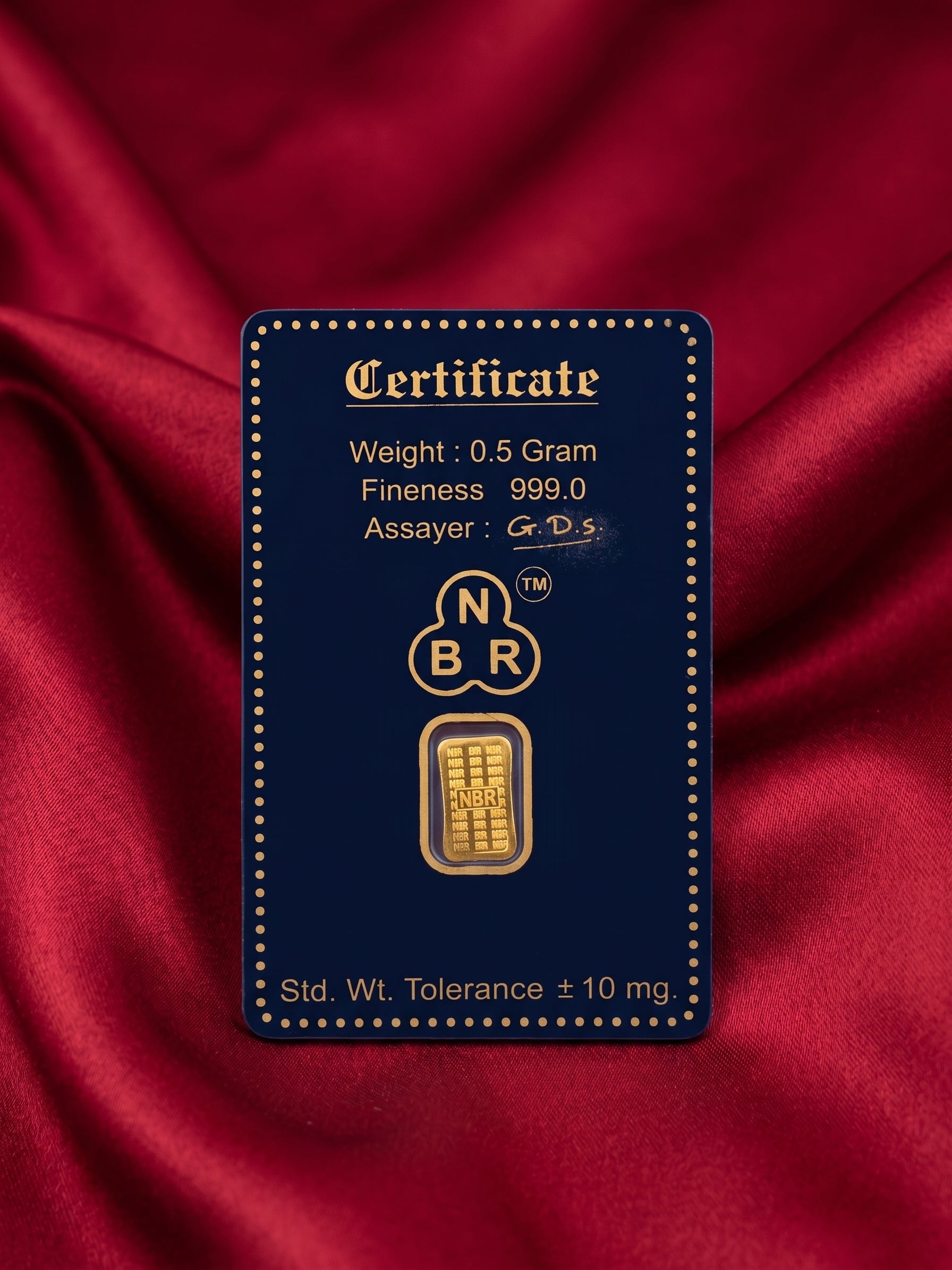 NBR 999.0 Fine Gold Bar — GDS Certified Assay Card Series (0.5g / 1g / 2g / 5g)