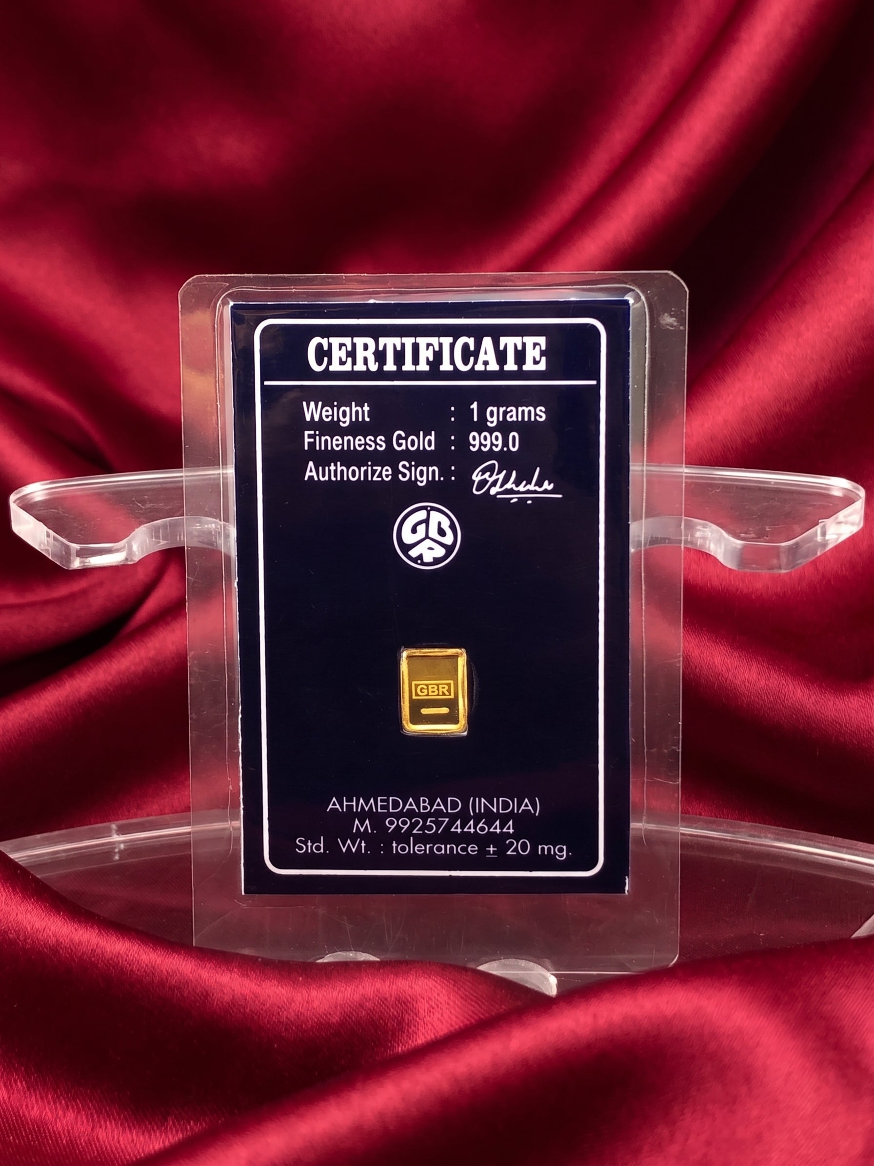 GBR Gujarat Bullion Refinery 999.0 Fine Gold Bar — Authorised Certificate Card Series (0.5g / 1g / 2g / 5g)