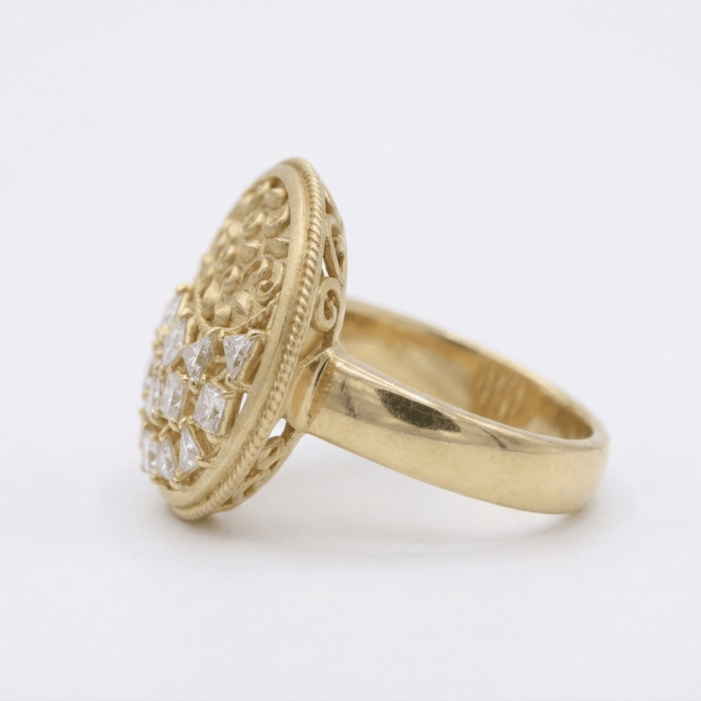 Golden Round Disc Ring - D KHUSHALBHAI JEWELLERS