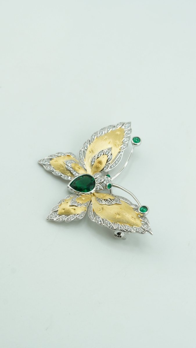 Green Butterfly Brooch - D KHUSHALBHAI JEWELLERS