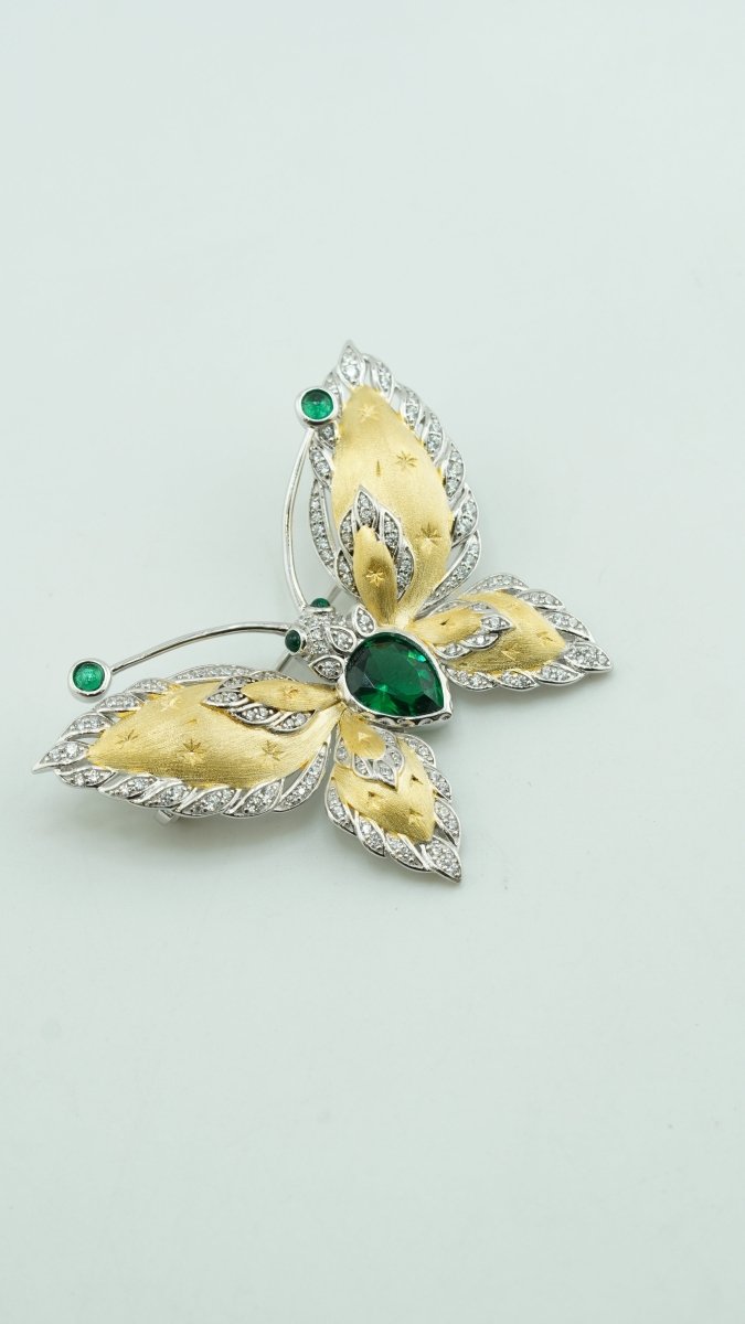 Green Butterfly Brooch - D KHUSHALBHAI JEWELLERS