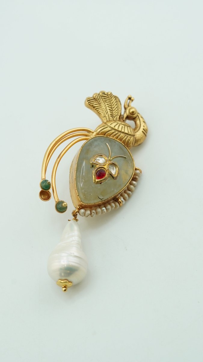 Royal Peacock Pearl Brooch - D KHUSHALBHAI JEWELLERS