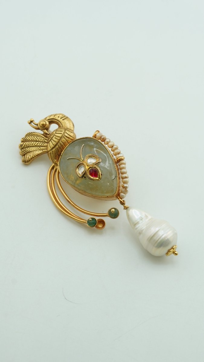 Royal Peacock Pearl Brooch - D KHUSHALBHAI JEWELLERS