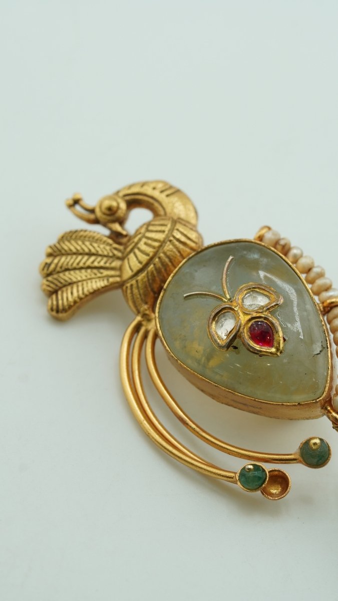 Royal Peacock Pearl Brooch - D KHUSHALBHAI JEWELLERS