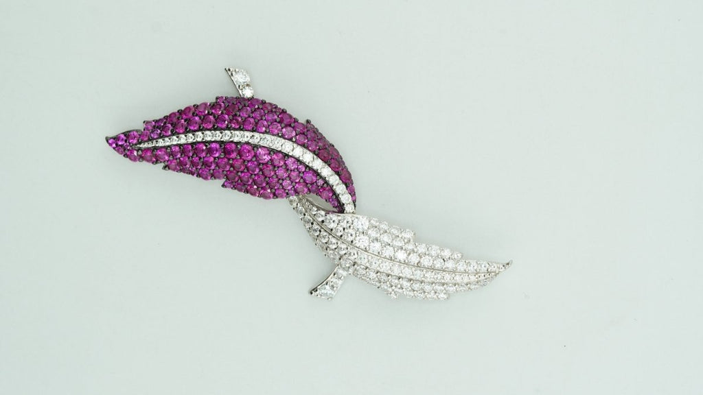 Royal Ruby Leaf Pin - D KHUSHALBHAI JEWELLERS