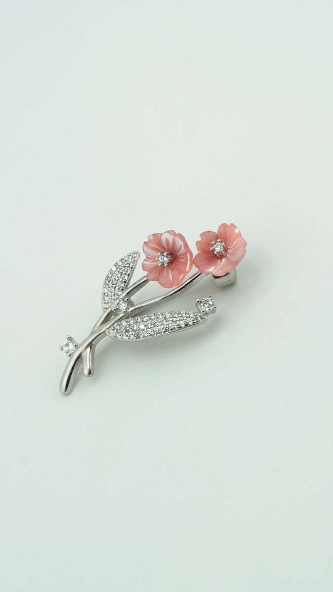 Twin Flower Brooch - D KHUSHALBHAI JEWELLERS